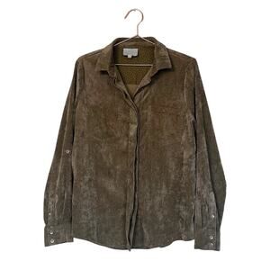 Skies are Blue Green Corduroy Oversized Shirt - Size XS